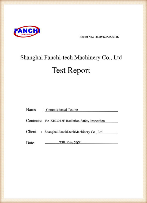 Raport de inspecție cu raze X Fanchi